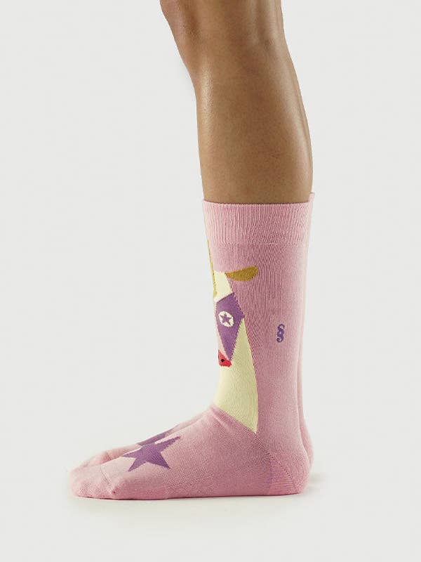 Rosa Calzini Unicorno | Calzini Semibold Magic Unicorn Athleisure Crew in vendita all'ingrosso su Faire2
