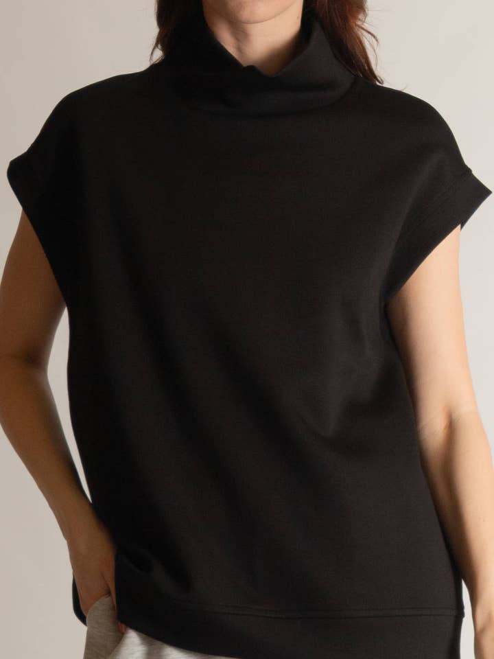 P. CILL - Wholesale Knit Top - Women's - P. CILL Butter Modal Mock Neck Capped Sleeve Top