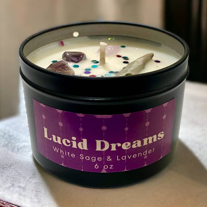 Lucid Dreams Kaars | Witte Salie & Lavendel | Handgemaakt voor wholesale door Raven’s Hearth