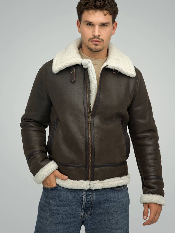 Merino shearling jacket for men 377 for wholesale by A&A Vesa