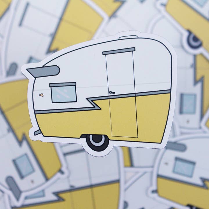 Extremely Retro – Engroshandel Klistermærke – Vintage Trailer Klistermærke/Magnet - 1960's Gul Shasta Travel