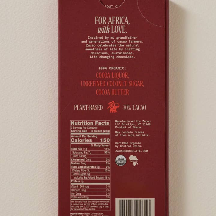 Zacao Chocolate - Wholesale Chocolate Bar - 70% Cacao Dark Chocolate Wholesale 10-pack1