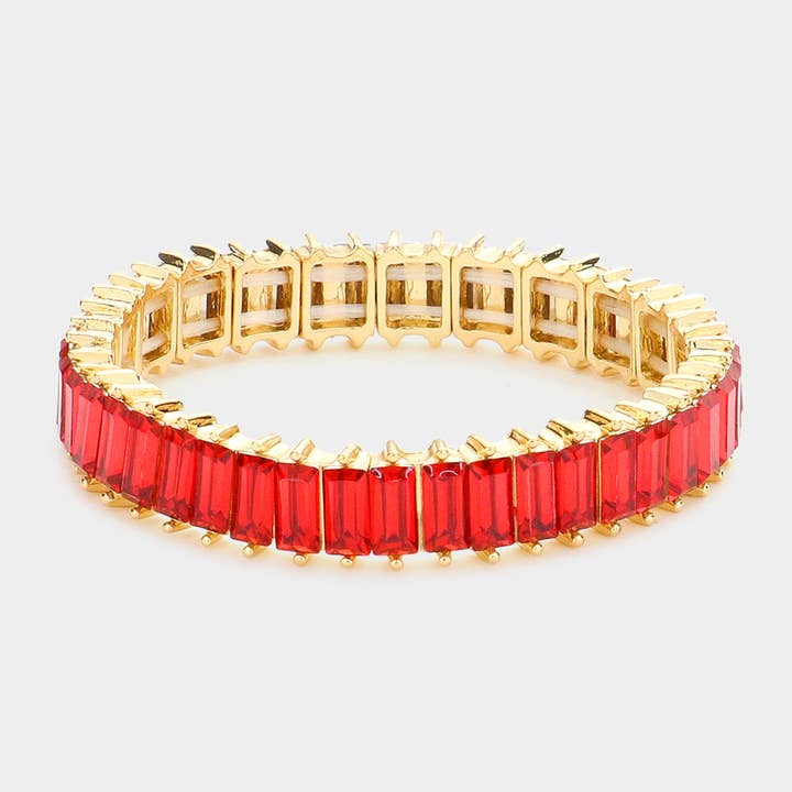 Sensibling Corp. - Wholesale Link & Chain Bracelet - Baguette Stone Stretch Evening Bracelet
12