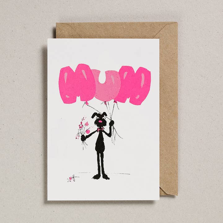 Rascals Cards (Pack of 6) - Mum Balloons - Dog for wholesale by Rusty Studio