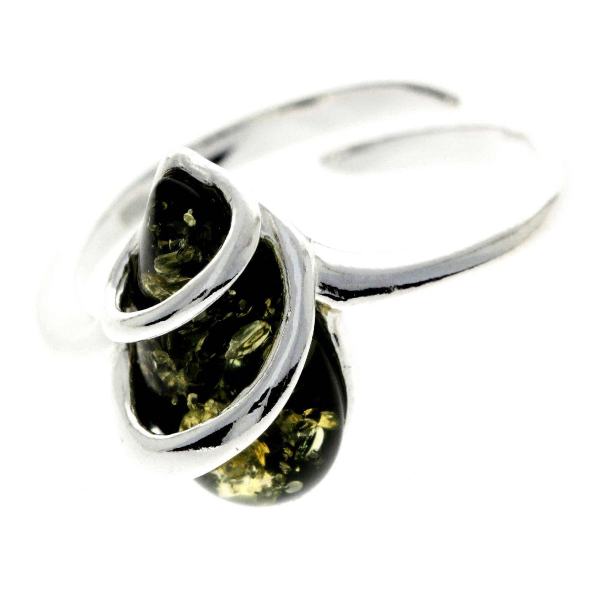 SilverAmber Jewellery - Wholesale Cocktail/Statement Ring - 925 Sterling Silver & Genuine Baltic Amber Modern Adjustable Ring - GL7265