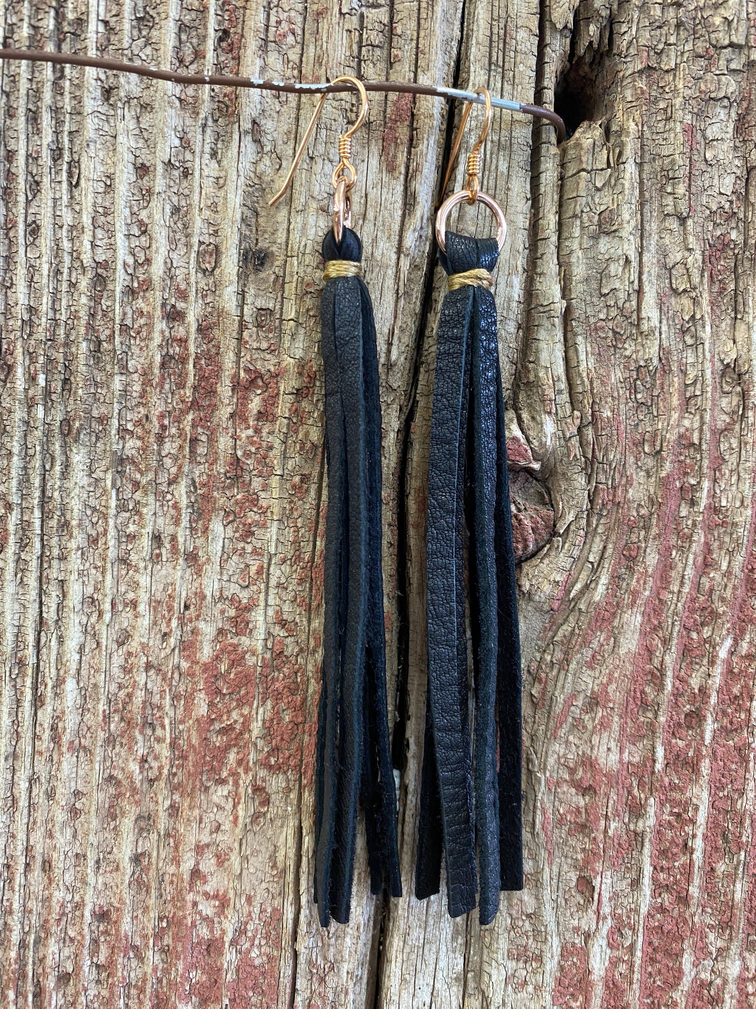 J.Forks Designs - Wholesale Tassel Earrings - 14112 Leather Tassel Earrings3