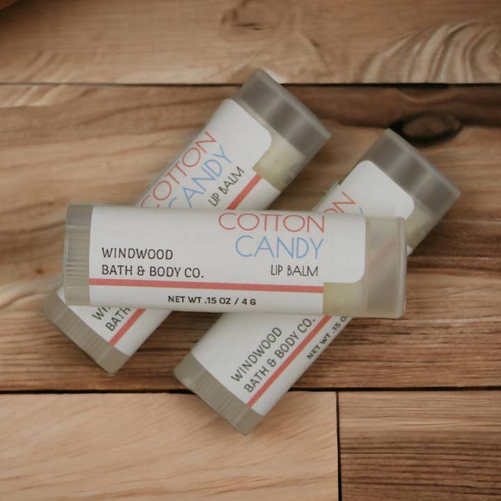 Cotton Candy Lip Balm for wholesale by Windwood Soap