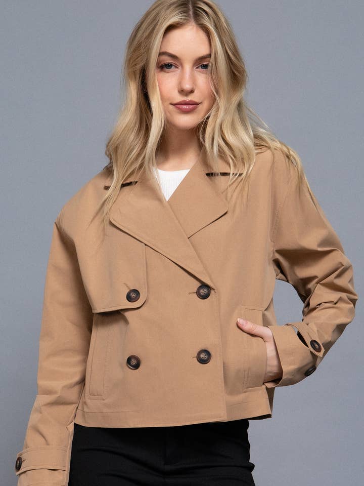 Active Basic | Active USA - Vente Veste – femme - Trench court à double boutonnage à manches longues sur le devant15