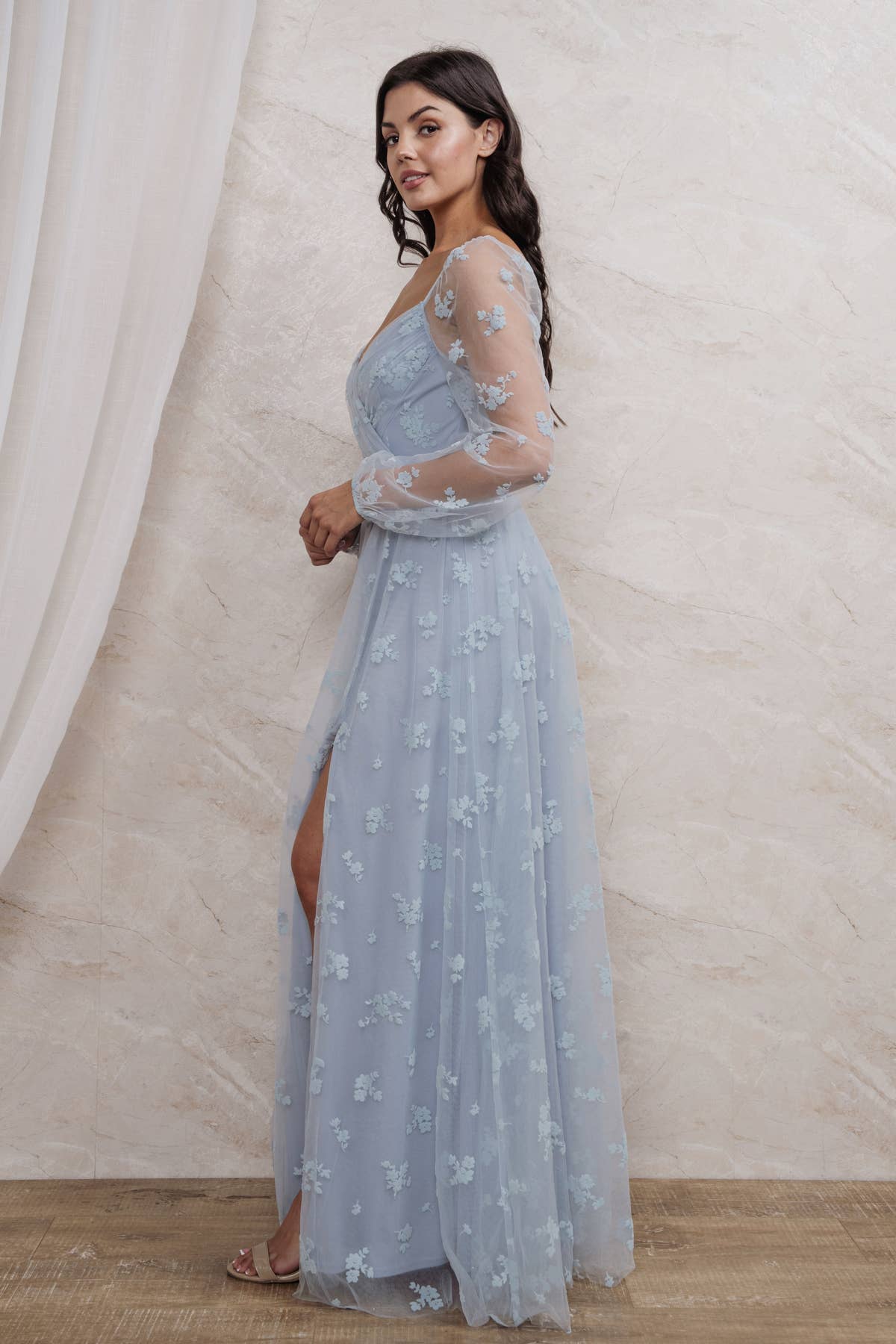 Rosemore Couture - Wholesale Gown - Women's - BURN OUT FLORAL SURPLICE MAXI DRESS1