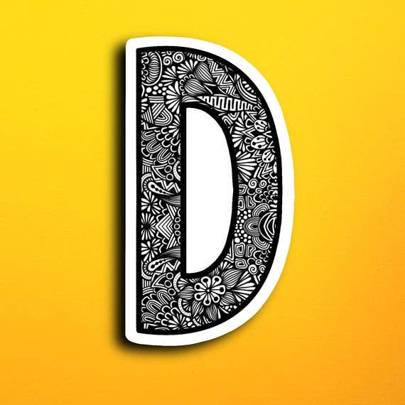 Zenspire Designs - Wholesale Sticker - Small Block Letter D (WATERPROOF)0