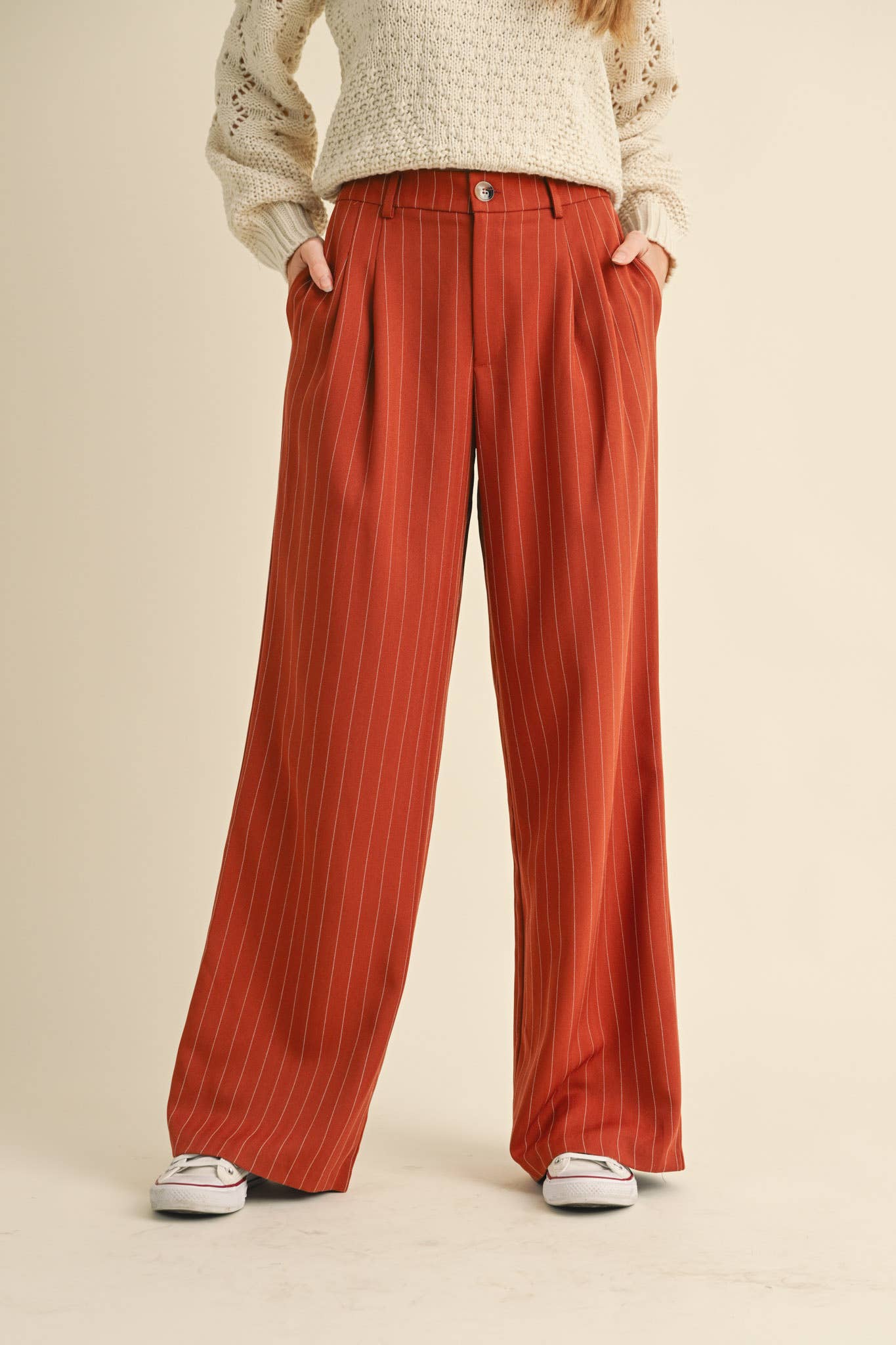 &MERCI - Wholesale Pants - Women's - WIDE LEG PINSTRIPE TROUSERS MP34115