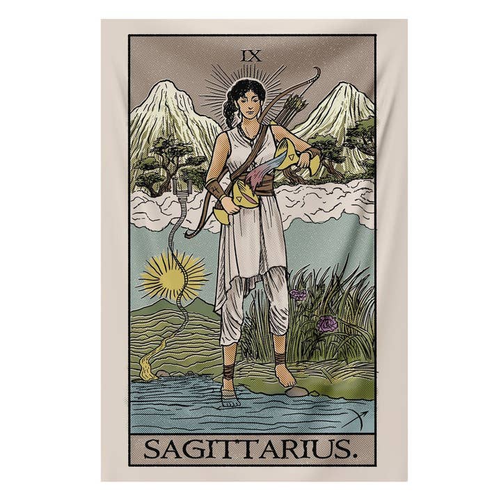 Arazzo della temperanza del Sagittario per la vendita all'ingrosso da parte di Nirvana Threads