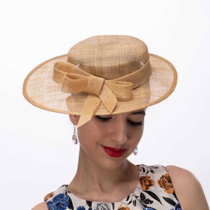 Sinamay Sailor Hat With Bow with elastic attachment | 123049 for wholesale by KaKyCo