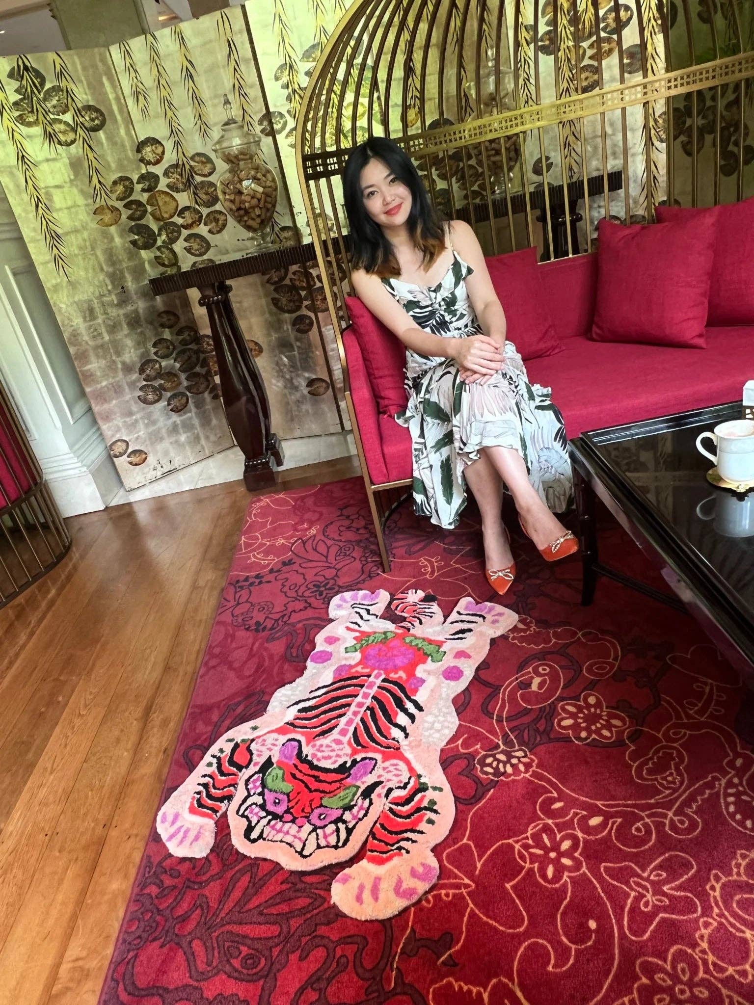 Maia Homes – wholesale Area rug – Chinoiserie Tibetan Tiger Hand Tufted Wool Rug - Pink6