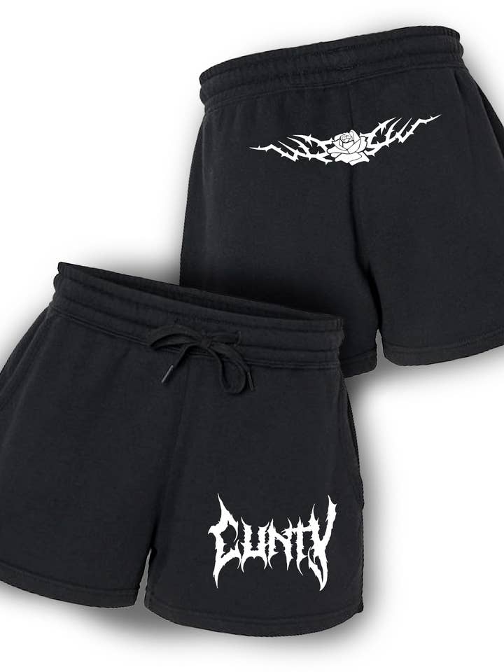 Cvnty Metal Font Shorts for wholesale by MoshDolls