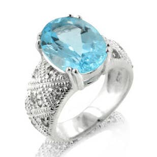 Genuine 6.5ct Blue Topaz Sterling Silver Ring for wholesale by Silver Insanity