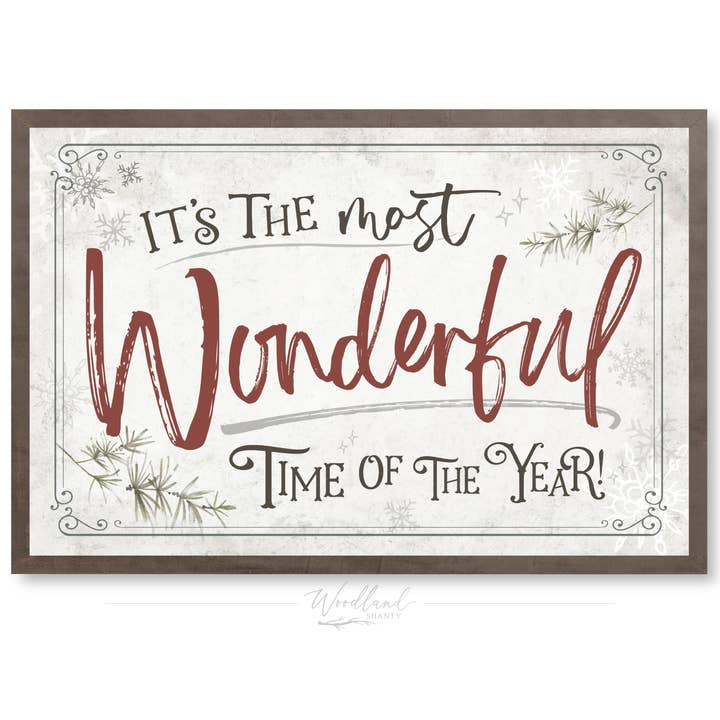 The Most Wonderful Time of the Year Framed Christmas Sign for wholesale by Woodland Shanty