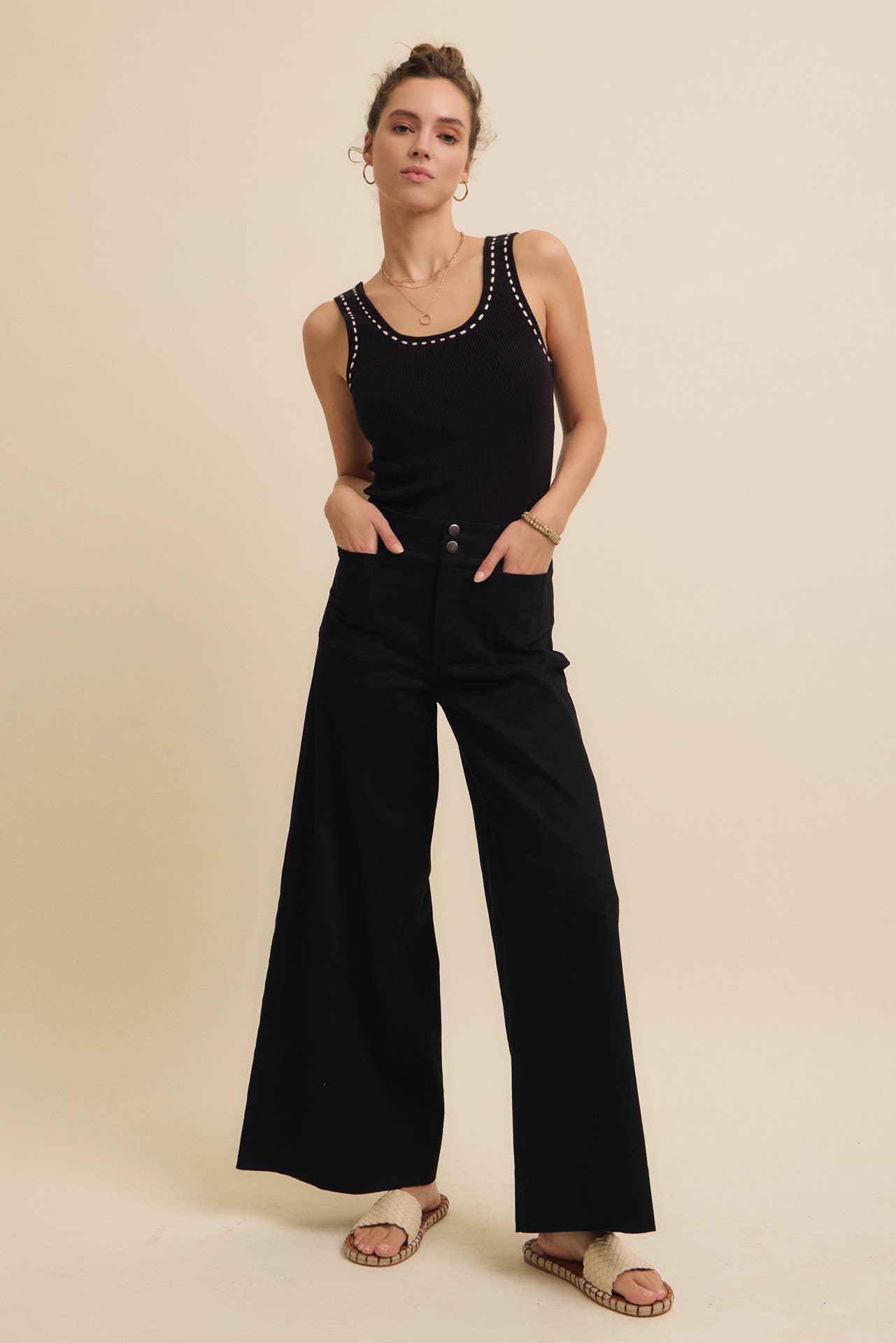 in february - Wholesale Knit Sweater - Women's - EVERYDAY SOFT CONTRAST STITCH LUXE SWEATER TANK10