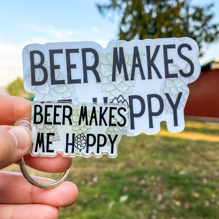 Beer Makes Me Hoppy Sleutelhanger voor wholesale door The Cornflower