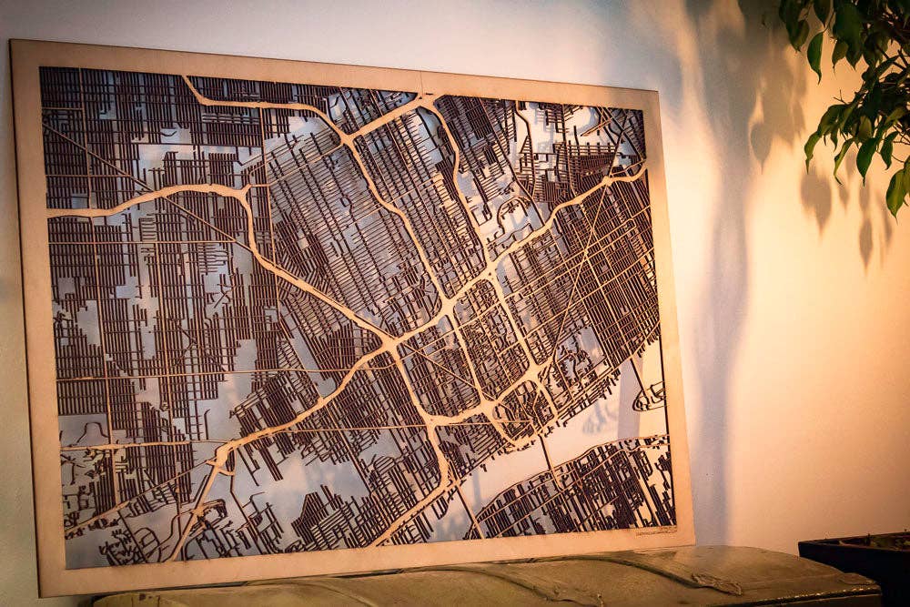 One Man One Garage - Wholesale Wall Accent - City Maps, Large 24x36" Perfect Housewarming Gift! Wooden Street Cutouts10