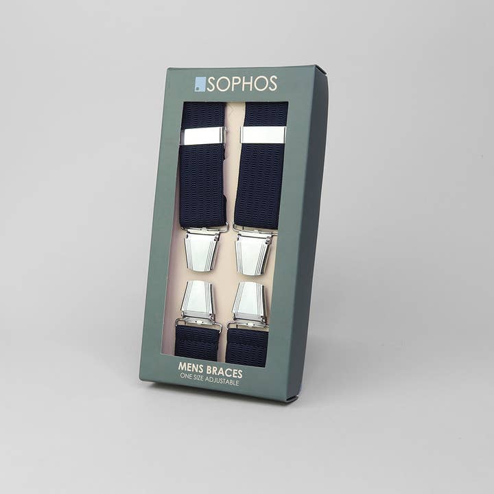 Sophos - Wholesale Suspenders - Men's - 35mm Plain Navy Braces1