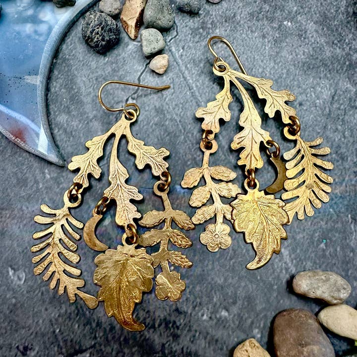 The Sunstone on Main - Vendita all'ingrosso Orecchini pendenti - Orecchini Luna del Raccolto - Ottone Massiccio Martellato Fatto a Mano4