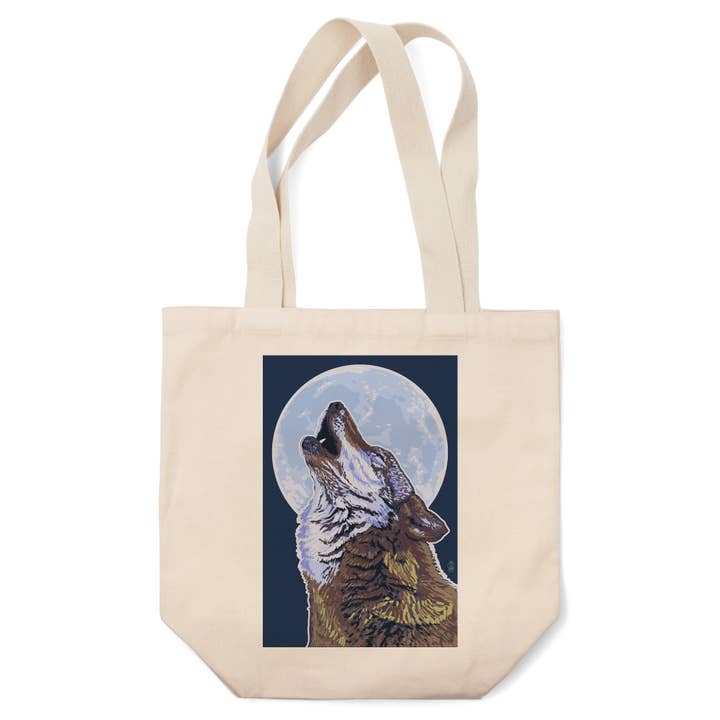 SACS TOTE BIO Loup Hurlant à la Lune pour la vente par Lantern Press