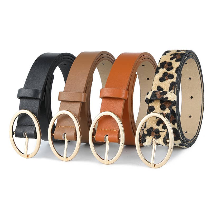 Lily Clothing - Wholesale Belt - Women's - LEOPARD PRINT PU LEATHER BELT WITH ROUND BUCKLE14
