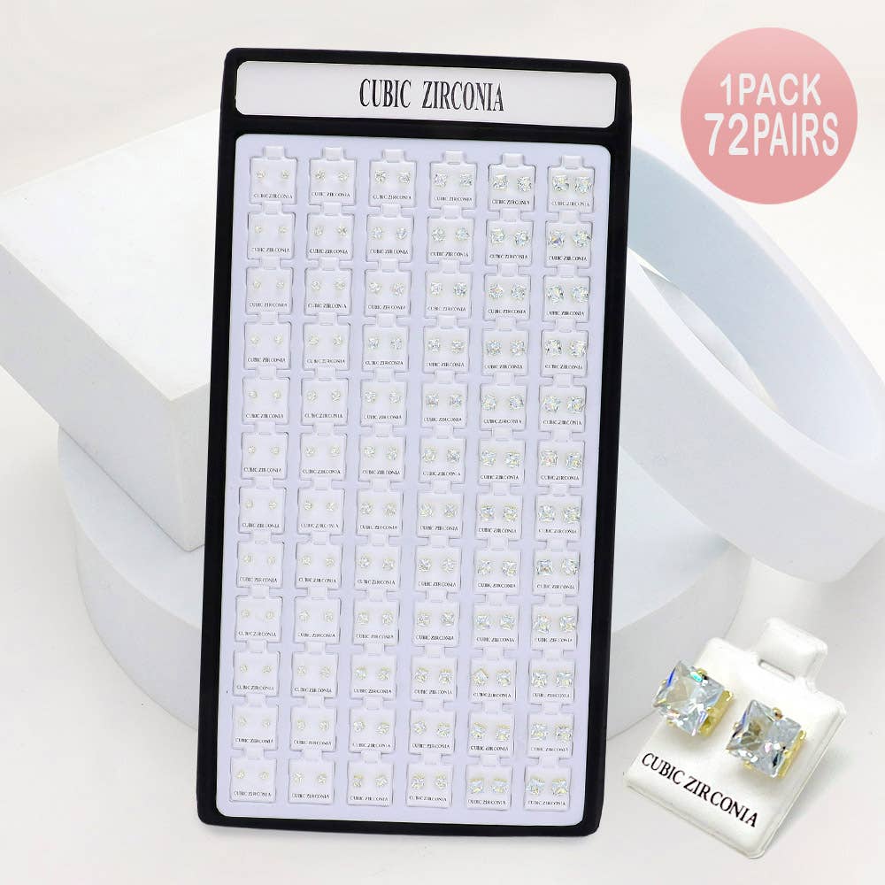 Sensibling Corp. – wholesale Solitärörhängen – 72PAIRS - Fyrkantiga CZ stenörhängen3