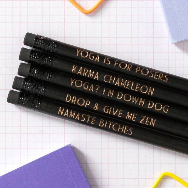 BETTIE CONFETTI - Venta al por mayor Lápices - Regalo de Yoga | Lápices impresos de Yoga | Regalo para Profesor