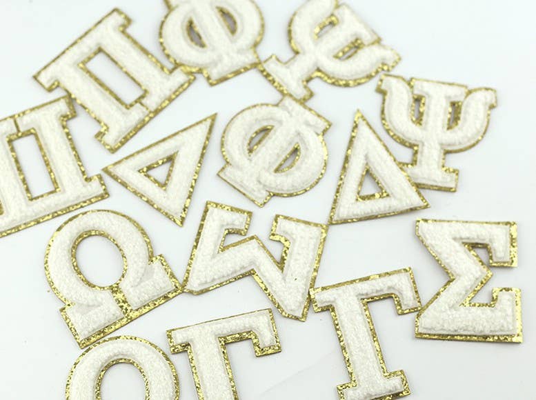 Dilworth Road - Wholesale Patch - Greek Alphabet Chenille Letters in White