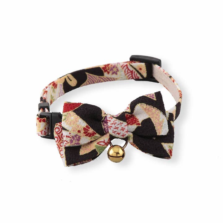 MOON-X USA, INC. - Wholesale Pet Collar - Cat - Chirimen Kimono Bow Tie Cat Collar (Black)