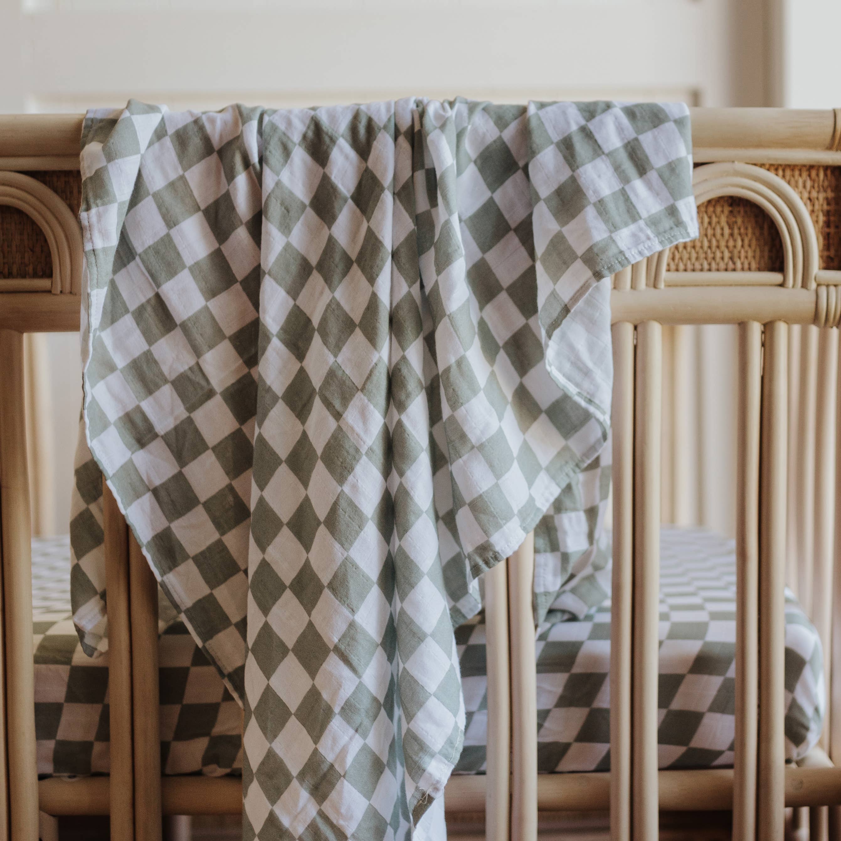 Snug as a Bub & Co. - Wholesale Swaddle – Baby - Moss Chequered Swaddle5