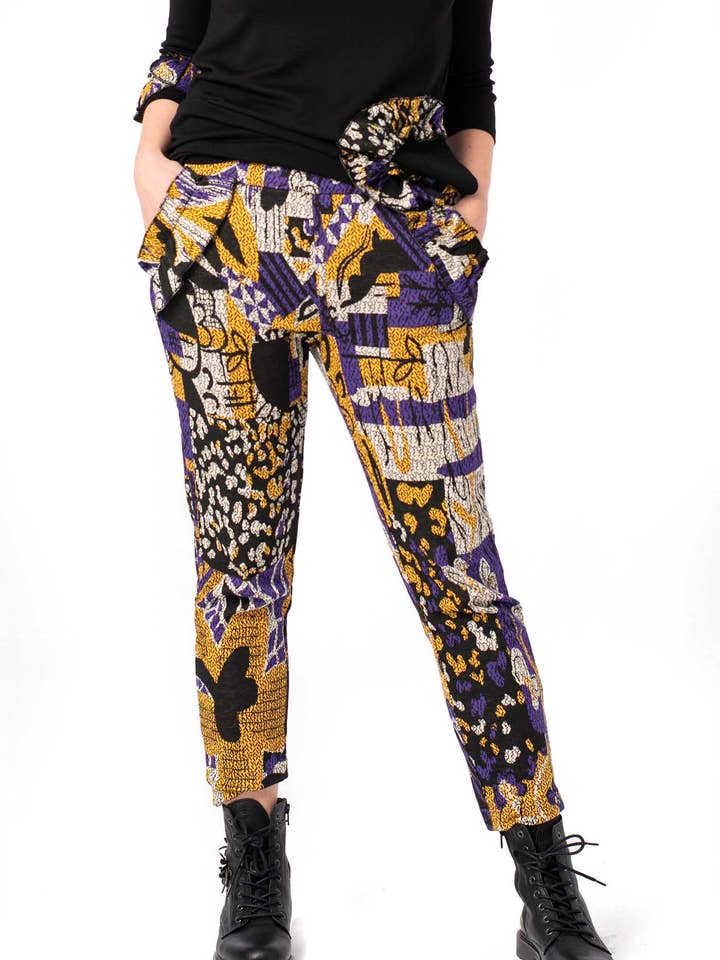 Calças retas pretas. Calças Colorito por atacado de Mamatayoe