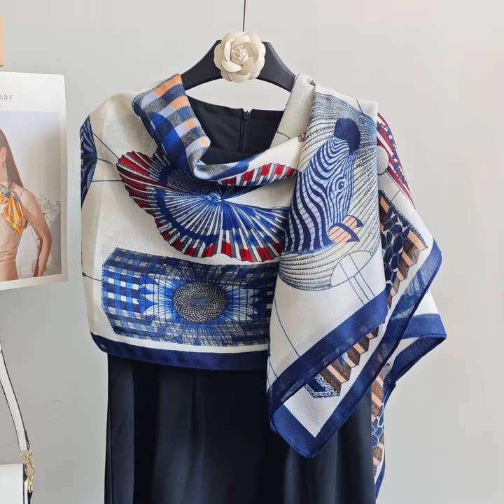 Winding River - Wholesale Scarf - Women's - Blue Scarf – Safari Ginkgo Collection0