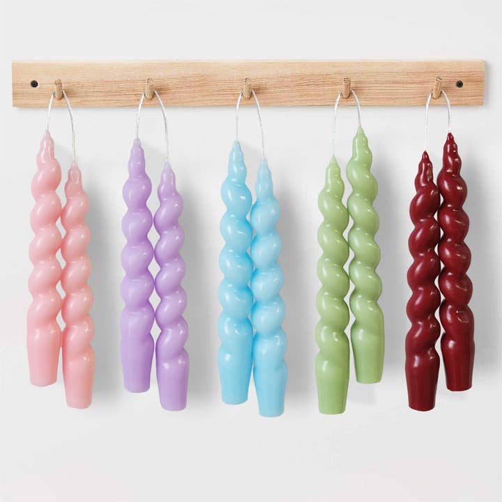 Candles Meta - Vente Bougies/bougeoirs coniques - Bougies torsadées artisanales de 7,28" pour la décoration intérieure