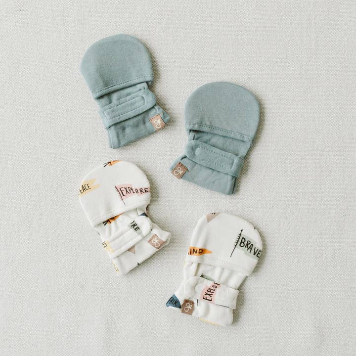 goumikids - Wholesale Mittens - Baby - Stay On 2-Pack Baby Mitts - Poolside + Affirmations