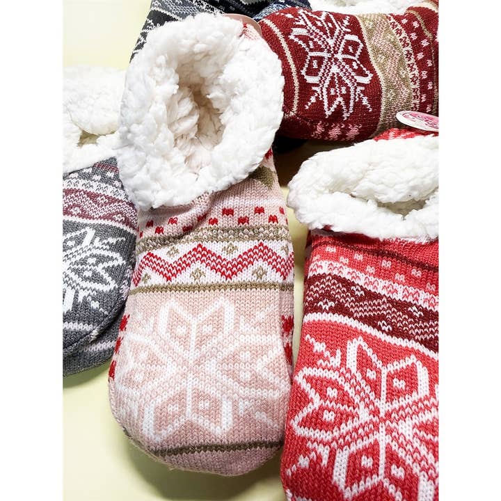ASSORTED COLOR Snow Flake Non Slip Winter Socks Shoes for wholesale on Faire6