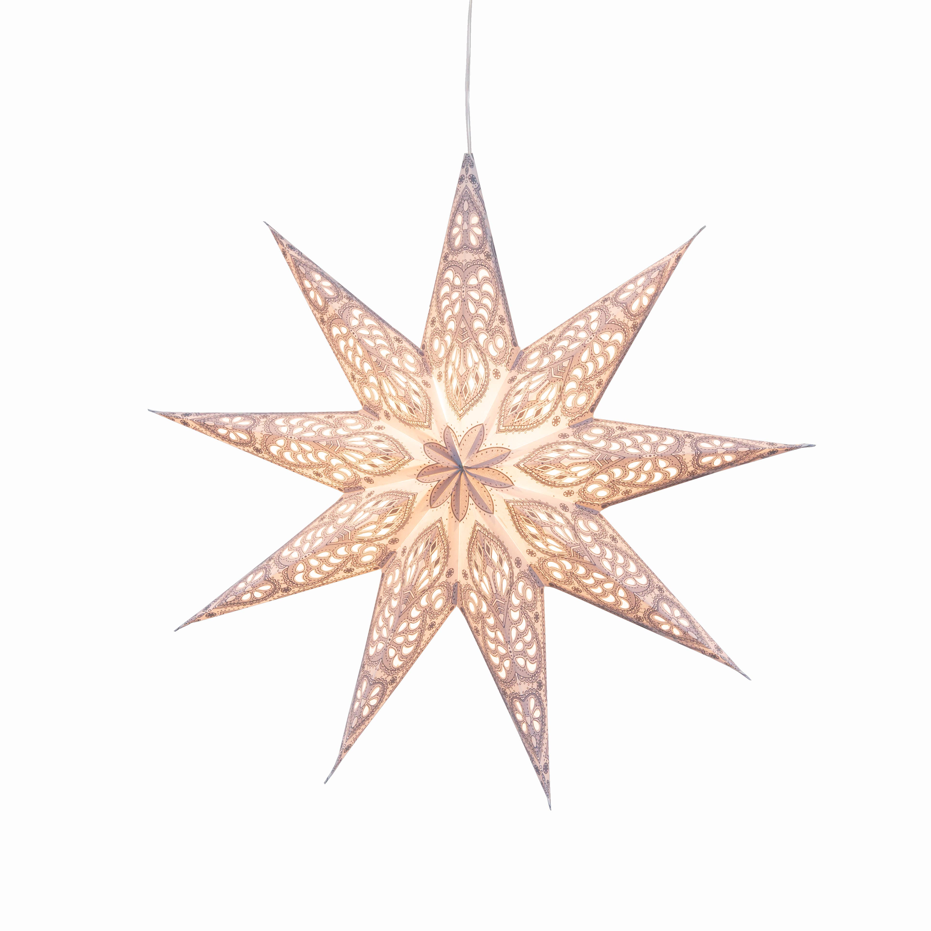 Artschatz LLC - Wholesale Paper Lantern/Lamp - Phoenix ~ 9 Pointer, 17", White Paper Star Lantern Light Paper Star Lantern Light6