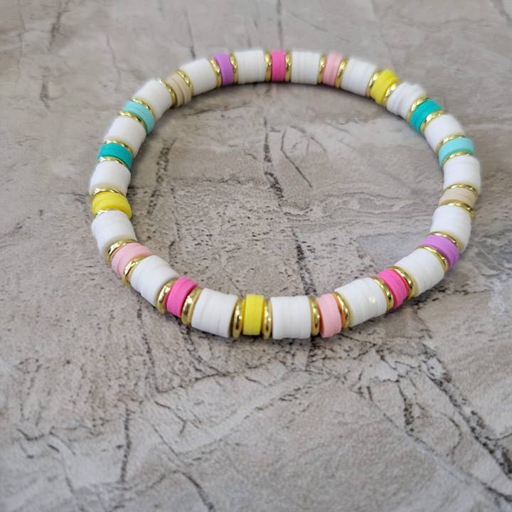 My Magic Place Shop - Wholesale Beaded Bracelet - Polymer Clay & Disc Beads Stretch Bracelets Colorful1