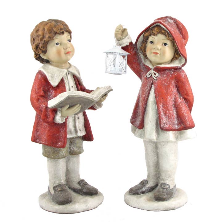 Zaer Ltd. International - Wholesale Christmas Decoration - Red Cloak Christmas Tushkas with Book & Lantern- 2PC/Set3