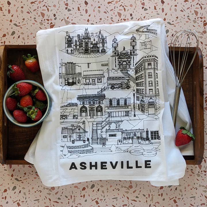 Asheville, North Carolina cotton tea towel for wholesale by Papermill Creative