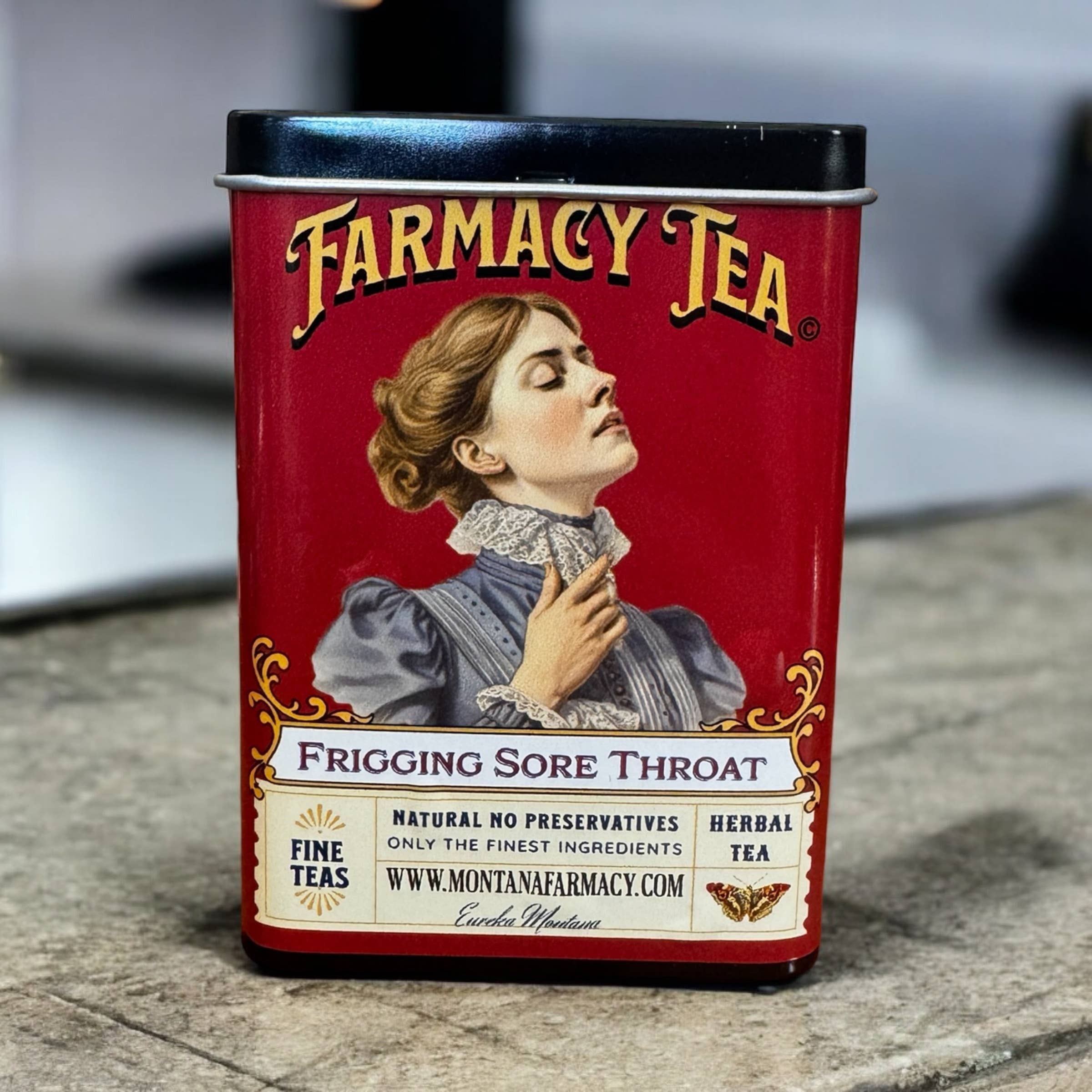 Montana Farmacy - Wholesale Tea bags - Frigging Throat Tea Soothing Tasty Tea Tin pocket/ travel