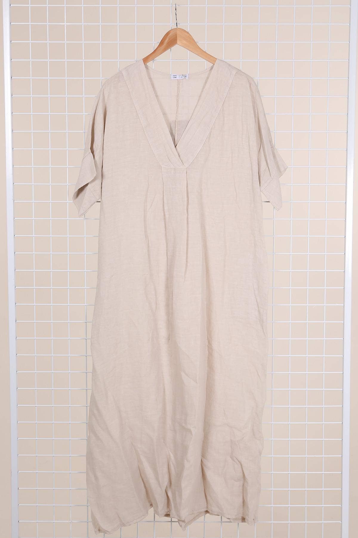 la maison des fibres naturelles - Wholesale Dress - Women's - Long dress v-neck 62733 100% linen25