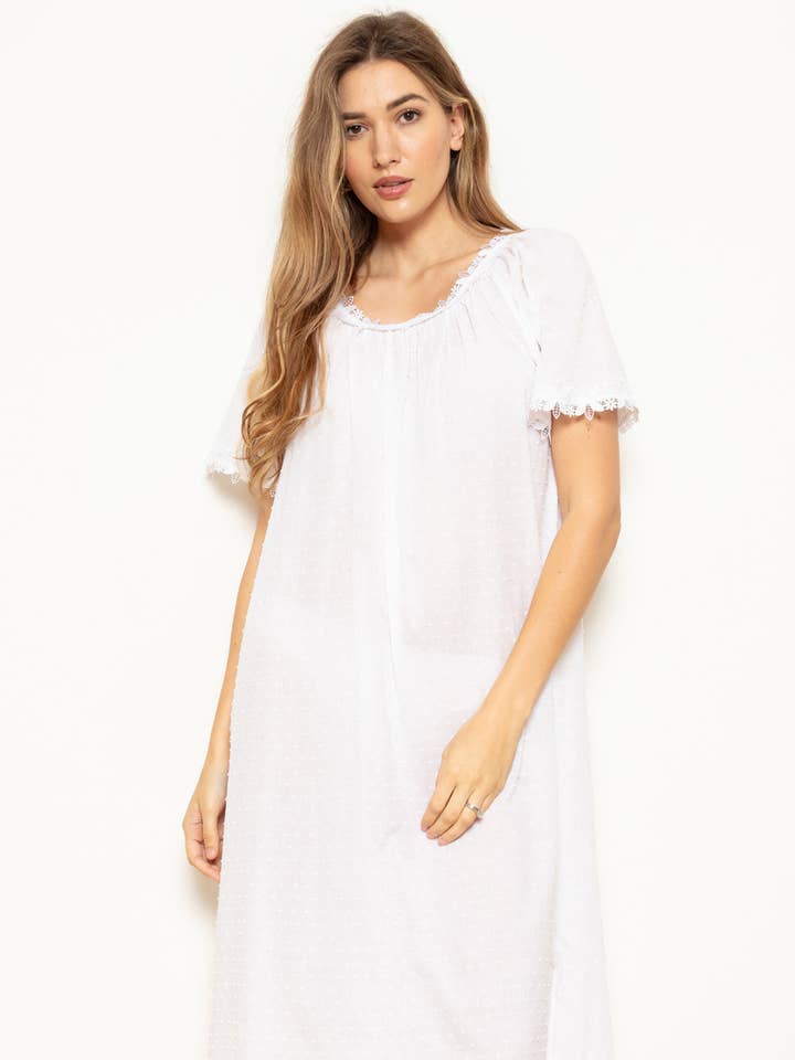 Cottonreal - Wholesale Nightgown – Women’s - Lois Super Voile Swiss Dot Nightdress 0