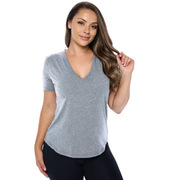 Soft Premium Cotton Modal Stretchy Women's V-Neck T-Shirt for wholesale by Undersummers by CarrieRae