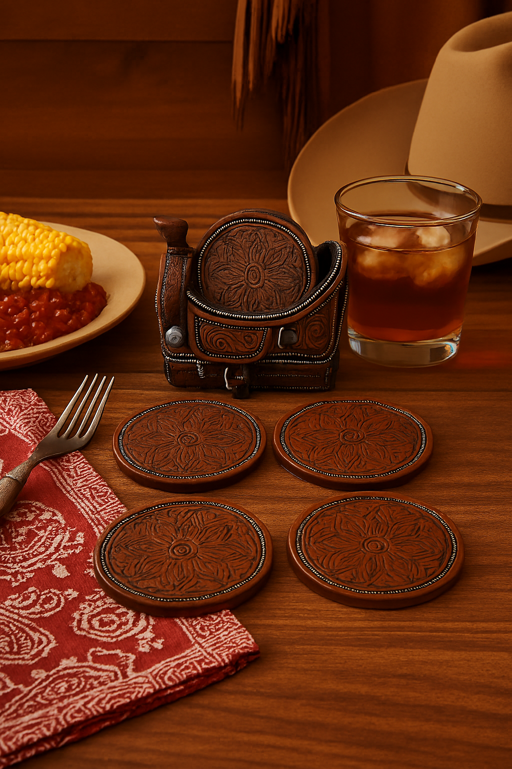 De Leon Collections - Wholesale Coasters - Western Saddle Coaster Set1