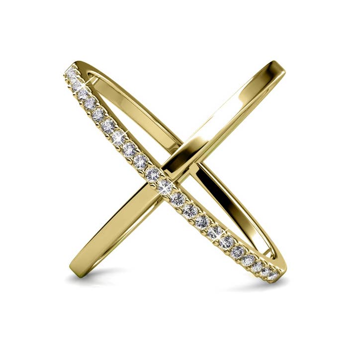 CARALI / MYC Paris - Wholesale Multi-Stone Ring - X Duo Ring - Gold and Crystal