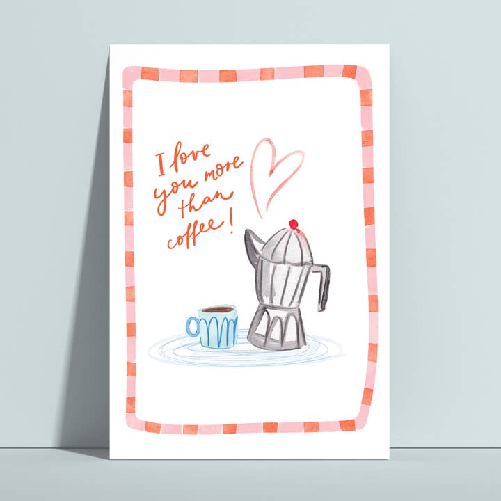 Cartão-postal Amo-te mais do que o café, Cartão-postal Amor por atacado de Hannahs Firlefanz