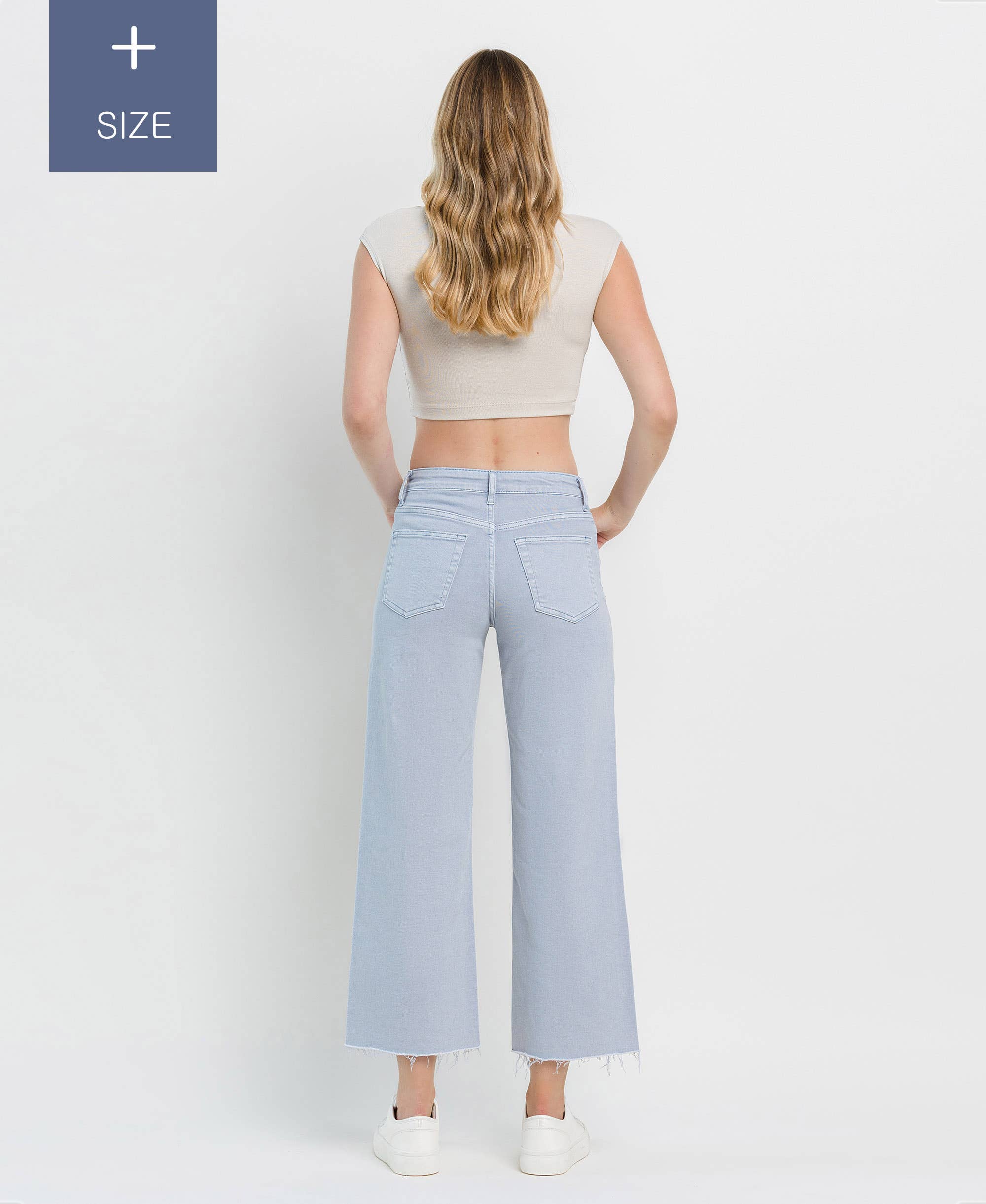 GRAY DAWN PLUS SIZE HIGH RISE CROP WIDE LEG JEANS T5872GRD-P for wholesale on Faire10